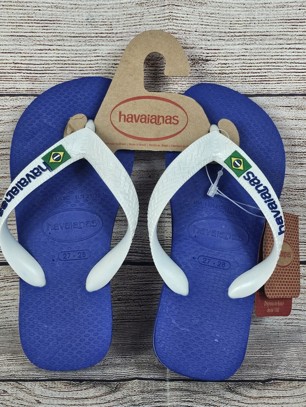 Havaianas Kid's Brazil Logo Flip Flop Sandal Marine Blue 11/12 M US Little Kid